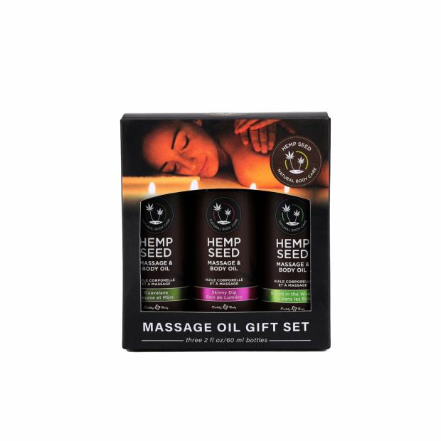 Hemp Seed Massage And Body Oil Gift Set – – 3 Pack – 2 Fl. Oz. Bottles Body Oil