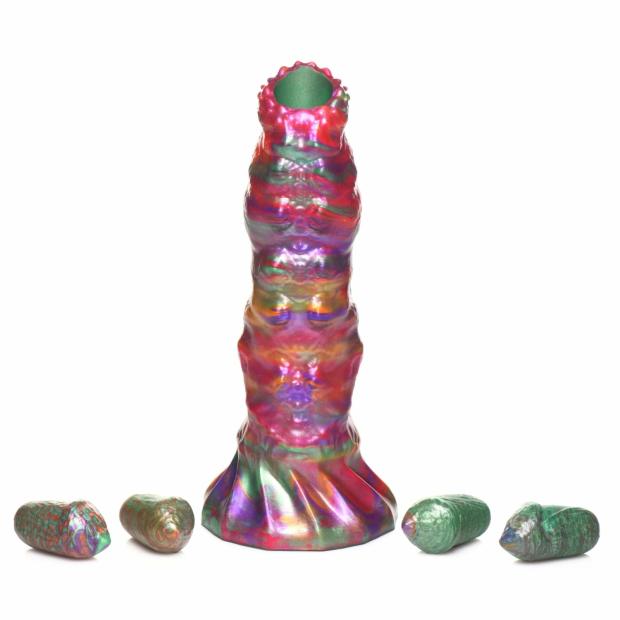 Larva Silicone Ovipositor Dildo With Eggs – Multicolor Creature