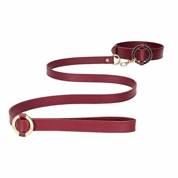 Ouch Halo – Collar With Leash – Burgundy Bondage