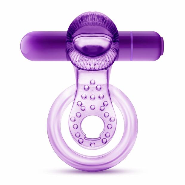 Play With Me – Lick It – Vibrating Double Strap Cockring – Purple Cock Rings