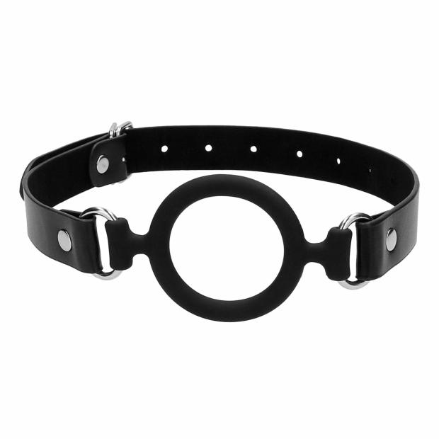 Silicone Ring Gag With Adjustable Bonded Leather Staps – Black Bondage