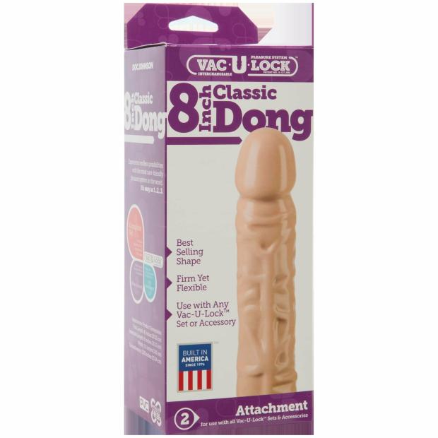 Vac-U-Lock 8 Inch Classic Dong – White Dildos