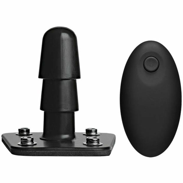 Vac-U-Lock – Vibrating Plug With Snaps & Wireless Remote – Black Dildos